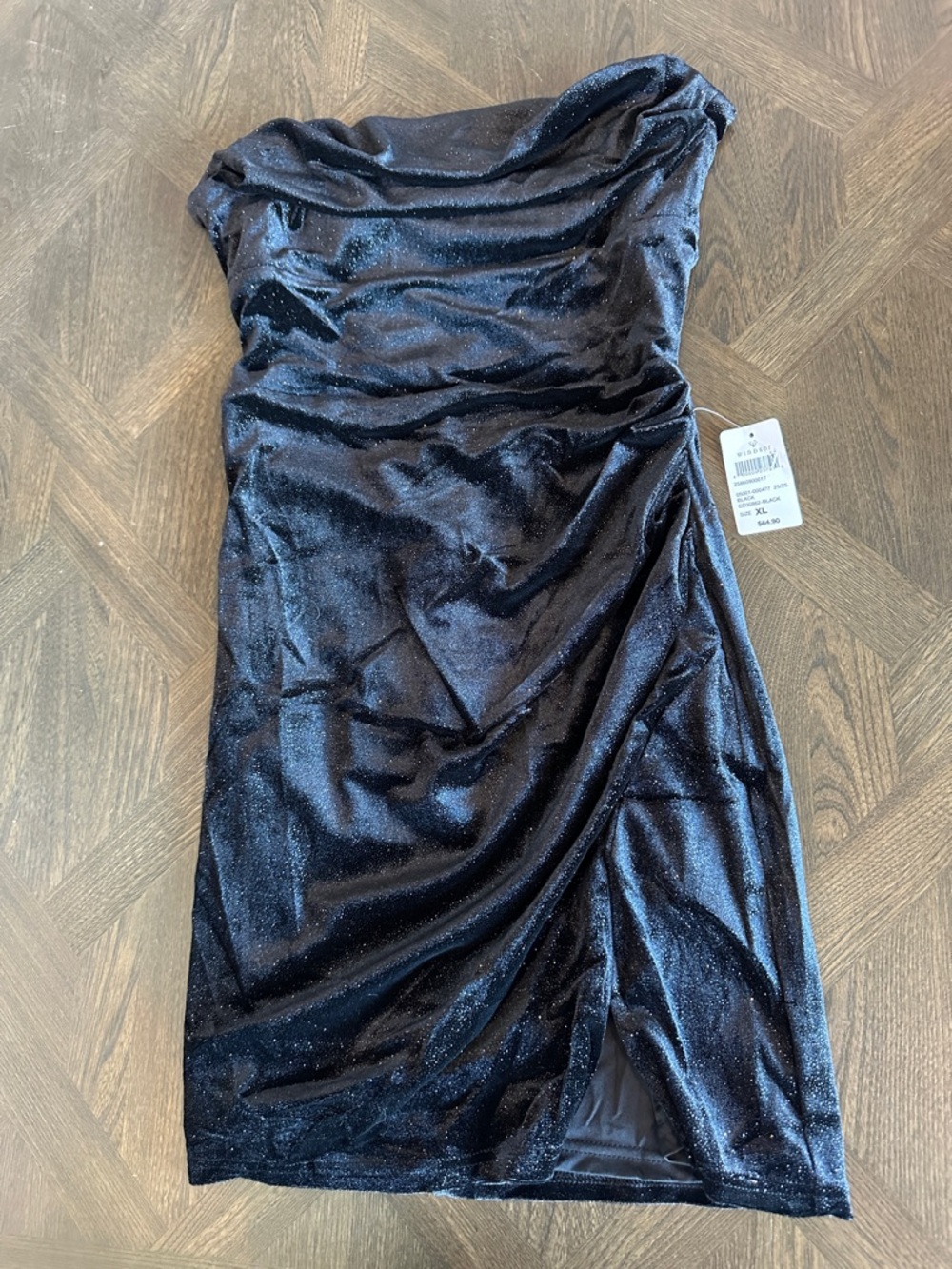 NWT Windsor Seraphina Glitter Velvet Lace-Up mini dress size XL - Picture 5 of 8